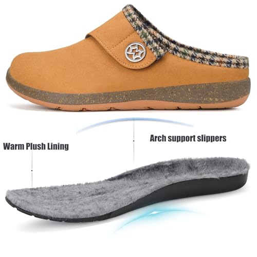 Eagsouni Women's Men's Wide Width Slippers Suede Fuzzy Slippers Winter Warm Fur Lined Slip on House Shoes Outdoor with Rem...