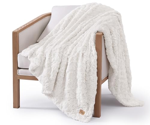 UGG Adalee Faux Fur Throw Blanket Luxury Lightweight Cozy Soft Throw for Couch Bed or Chair Hypoallergenic Machine Washabl...
