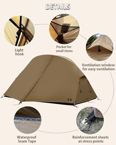 MC TOMOUNT Backpacking Tent Ultralight Nylon 1-2 Person Tent 3.3lbs-4.4lbs for Hiking Camping