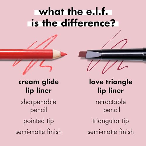e.l.f. Cream Glide Lip Liner, Highly-Pigmented Pencil For Shaping & Sculpting Lips, Semi-Matte Finish, Vegan & Cruelty-Fre...