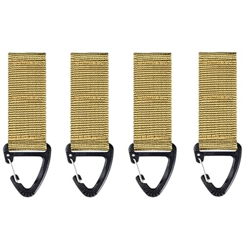 Tactical Key Ring Chain, D-Ring Snap Clip Carabiner, Multifunction Keychain Webbing Belt Holder 4PCS, Gear Hook for Hiking...