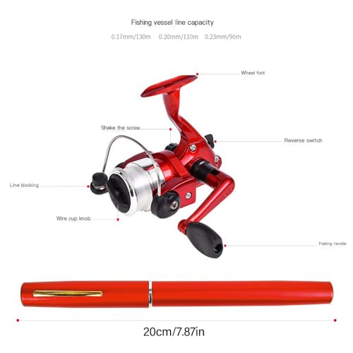 Shurhome Pocket Foldable Fishing Rod Reel Set Small Pen Fishing Rod Set Pen Shaped Telescopic Fishing Rod with Fishing Reel