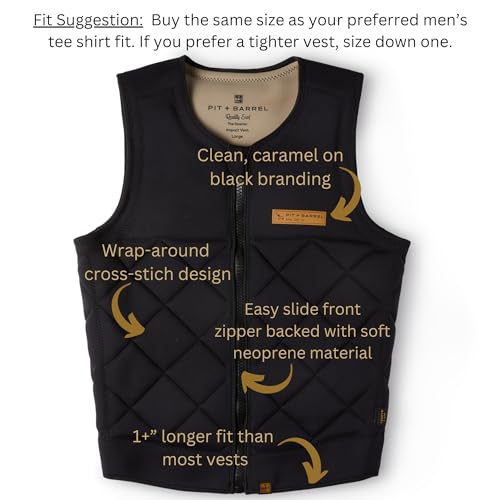 Mens Neoprene Wakesurf Impact Vest for Boating by Pit + Barrel Wake Surf Co. - Designed for Wake Surf and Skimboard, but G...