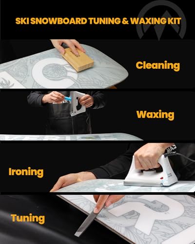 OutdoorMaster Ski Snowboard Tuning and Waxing Kit with Waxing Iron,Universal Wax,Edge Tuner,Brush,Wax Scraper,Ptex,Fixer S...