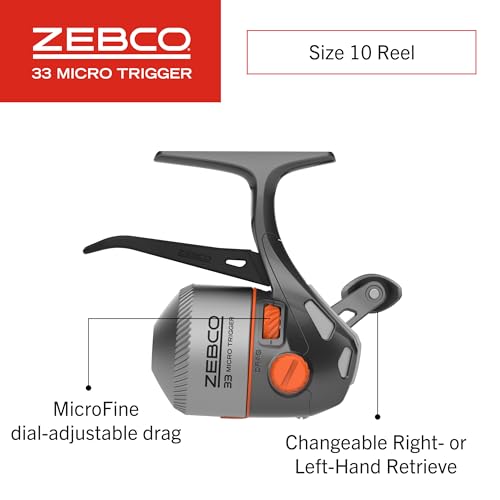 Zebco 33 Micro Trigger Spincast Reel and Fishing Rod Combo, 6-Foot 6-Inch 2-Piece Telescopic Rod, Ultra-Lt Power, Mod Acti...