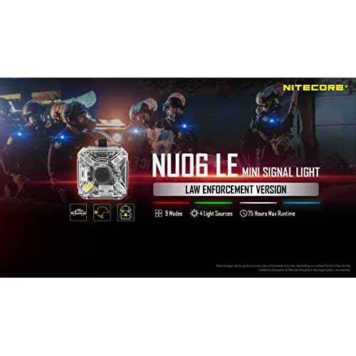 Nitecore NU06 LE 4-Color Rechargeable Signal and Safety Light, White, Red, Green, and Blue, compatible with ARC Rail, Magnetic, MOLLE & Hook-and-Loop