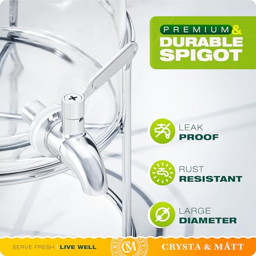 2.2 Gallon Glass Beverage Dispenser With Stand | Glass Water Dispenser With Stand | Leakproof Spigot | Ideal for Hot and I...