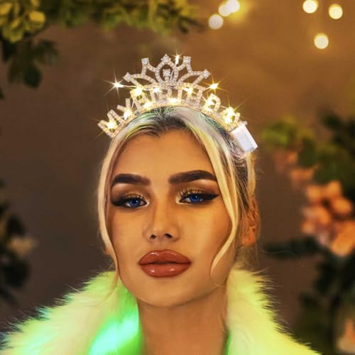 DRESBE Light Up Birthday Headband LED Rhinestone My Birthday Headbands Party Favors Hair Accessories for Women