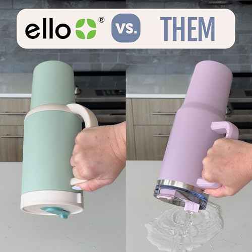 Ello Oasis 30 oz Tumbler with Handle & Retracting Straw | Reusable Insulated Stainless Steel Cup 100% Leakproof, Gifts for Teens Women Men | Keeps cold for 24 Hours, Cup Holder Friendly, Daisies