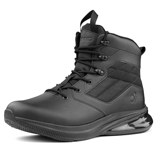 CENNID Men's Waterproof Tactical Work Boots Side Zipper Military Orthopedic Leather Boots Lightweight Motorcycle Combat Hi...