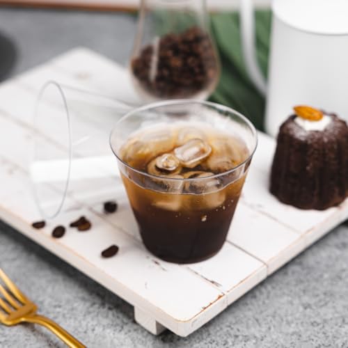 N9R 100PCS 9 oz Clear Plastic Cups for Cold Beverages, Disposable Plastic Cups Tumblers, Heavy Duty Cocktail Cups for Part...