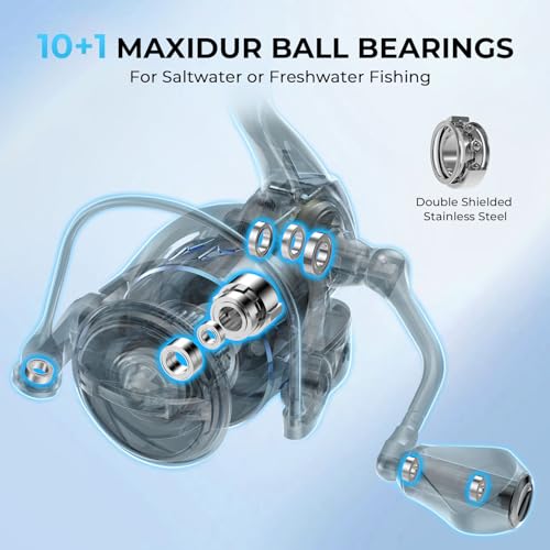KastKing MegaJaws Spinning Reel, Size 4000, 5.2:1 Gear Ratio, Pelagic Blue, KastKing Perigee II Fishing Rods, Spinning Rod...