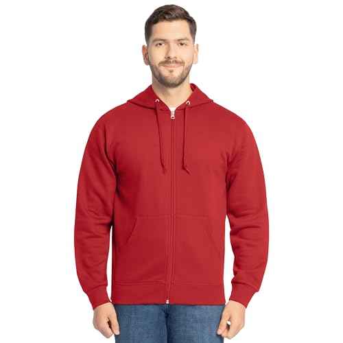 Fruit of the Loom Men's Eversoft Fleece Sweatshirts & Hoodies, Full Zip-Red, Small