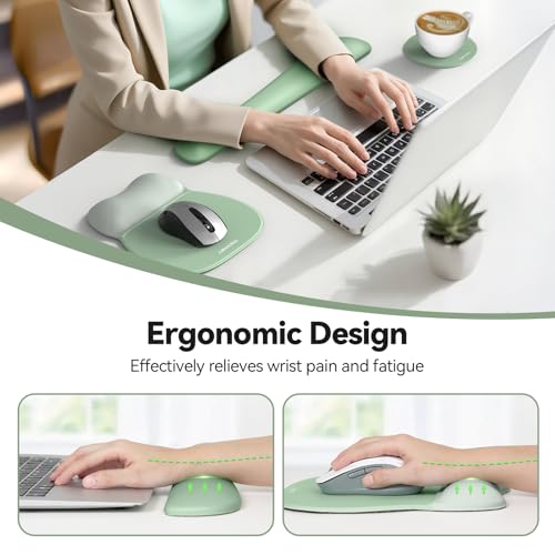 TECKNET Gel Mouse Pad with Wrist Rest, 3 in 1 Keyboard Wrist Rest for Pain Relief, Non-Slip PU Base & Easy Typing, Ergonom...