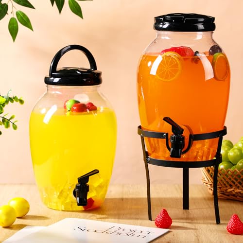 Havawish 2 Pack Drink Beverage Dispenser with Stand for Parties 1.16 Gallon Plastic Water Lemonade Juice Dispenser with Sp...
