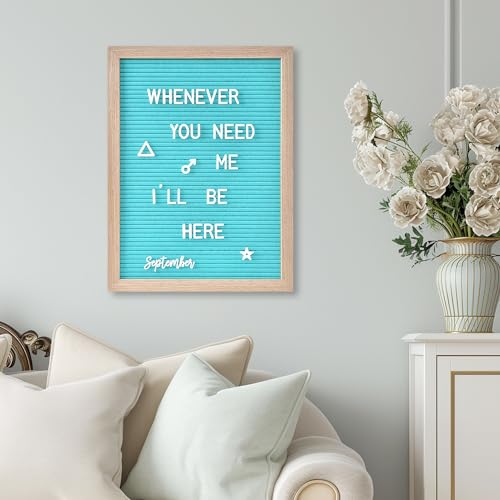 Felt Letter Board with 402 Letters, Numbers & Symbols - 12 x 16 inch Large Changeable Message Board with Wooden Frame Wall...