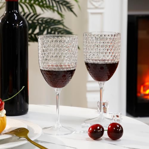 Jingmore 12 Pcs 13oz Reusable Plastic Wine Glasses, Detachable Wine Glasses with Stem, Unbreakable Champagne Flutes, Cryst...