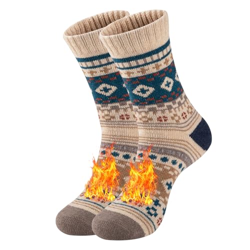 1 Pairs Plush Socks for Men Warm Thick Winter Hiking Cozy Knit Thermal Crew Socks