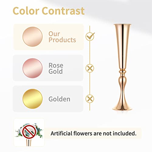 NUPTIO Gold Tall Centerpiece Table: 21.9" Trumpet Vases for Wedding Metal Flower Stand for Party Decorations Set of 2