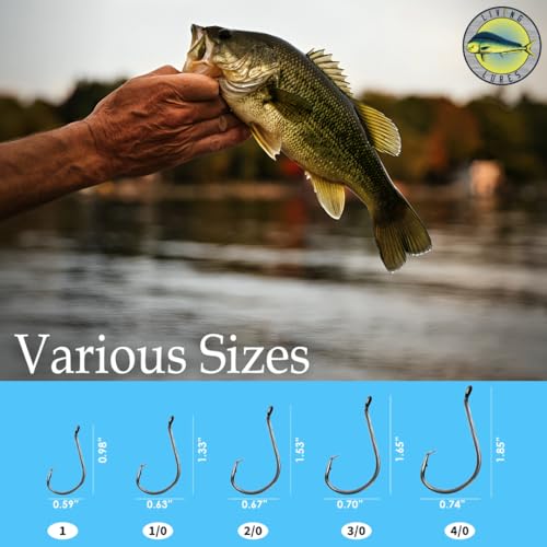 Living Lures Fishing Hooks, Circle Hooks, 150PCS 2X Strong Rust & Corrosion Resistant High Carbon Steel, Saltwater Fishin...