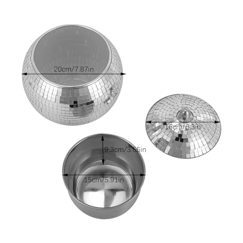 GUEYYSAN Disco Ball Ice Bucket, 0.4 Gal Beverage Insulated Bucket Stainless Steel Drinks Cooler with Lid Decoration Disco ...