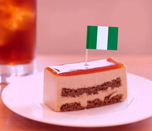 100 Pac Nigeria Flag Nigerian Toothpick Flags, Cocktail Picks Mini Stick Cupcake Toppers Country Picks Party Decoration Ce...