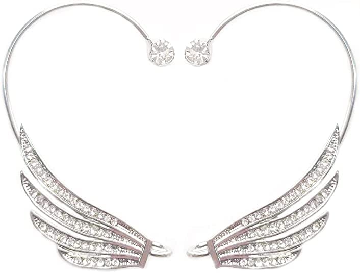 YRlilicc Sparkling Rhinestone Angel Wing Ear Cuffs Non-Piercing Earrings Glitter Iced Out Crystal Angel Wings Cartilage Climber Ear Wrap Prom Party Festival Ear Jewelry for Women (Wing Style 1)