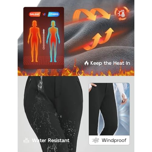 baleaf Snow Pants Womens Fleece Lined Water Resistant Insulated Softshell Winter Ski Pants with Pockets Snowboarding Hiking