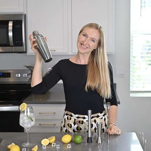 4-Piece Cocktail Shaker Set-Muddler, Jigger, Spoon