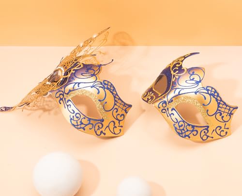 Seglorwy Masquerade Mask for Couples, Women Men Venetian Mardi Gras Halloween Christmas Party Couple Masquerade Mask (Butt...