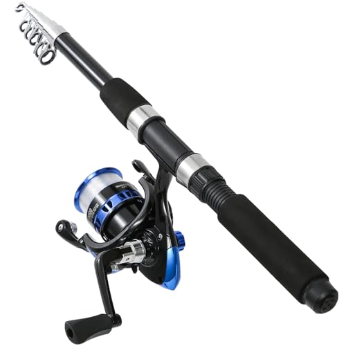 Tripquips Fishing Rod, 2PCS Telescopic Fishing Rod and Reel Combo with Fishing Pliers and Lip Gripper, Pre-Loaded Spinning...