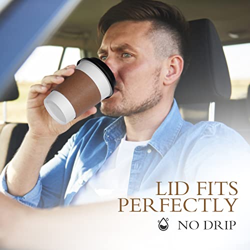 Ginkgo 100 Pack 12 oz Disposable Thickened Paper Coffee Cups with Lids and Sleeves, To Go Hot Coffee Cups, Hot Chocolate, ...