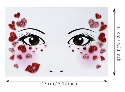 Penta Angel Heart Face Sticker Jewels Stick On Face Costume Gems Self-Adhesive Valentines Day Halloween Makeup Sticker for...