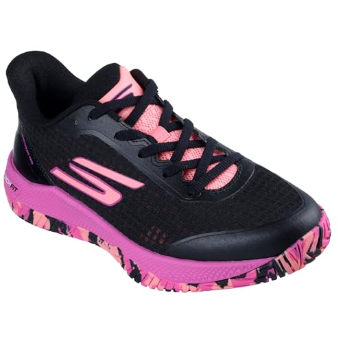 Skechers Women's Go Train Arch Fit Viper Court Pro-Pickleball Sneaker, Black/Hot Pink, 9.5