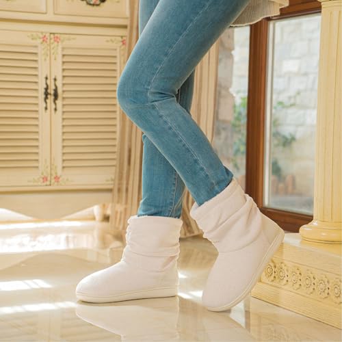 LongBay Women's Cozy Winter Slipper Boots Warm Chenille Knit Bootie Memory Foam Non-Slip Indoor Outdoor House Shoes