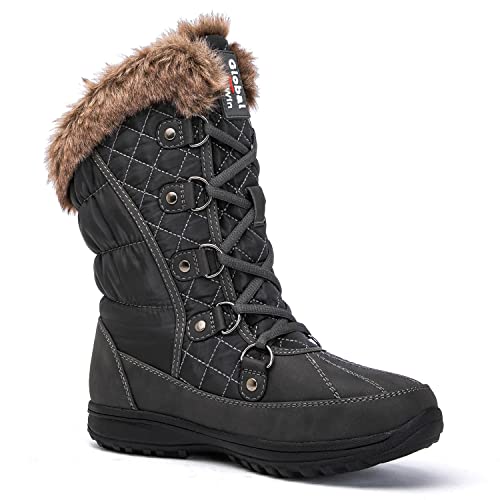 GLOBALWIN Women's Snow Boots Mid Calf Warm Winter Fashion Boots Comfortable Lace-UpWaterproof Boots Insulated Non-Slip Out...