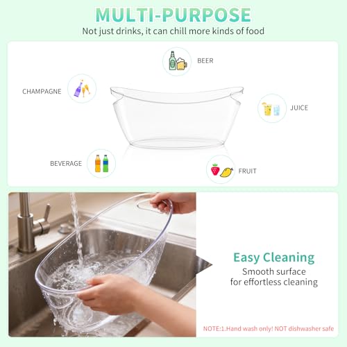 Ice Buckets for Parties, 2 Pack 5.5L Clear Acrylic Champagne Beverage Buckets Tub with Scoops & Wine Bottle Opener, Large ...