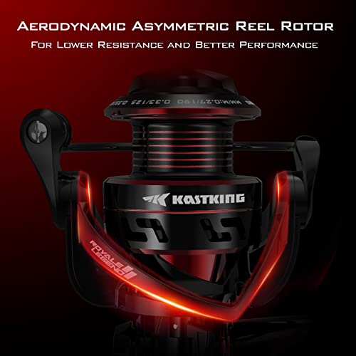 KastKing Royale Legend II Spinning Fishing Reel, 5.2:1 Gear Ratio, Size 1000, Up to 22 Lbs Carbon Drag, KastKing Brutus Fi...