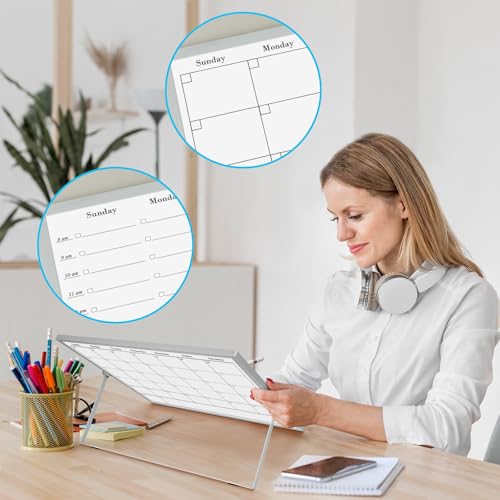 ONAVIA White Board Dry Erase Calendar Planner, Weekly Monthly Magnetic Schedule-Board with Time Slots, Portable Double-Sid...