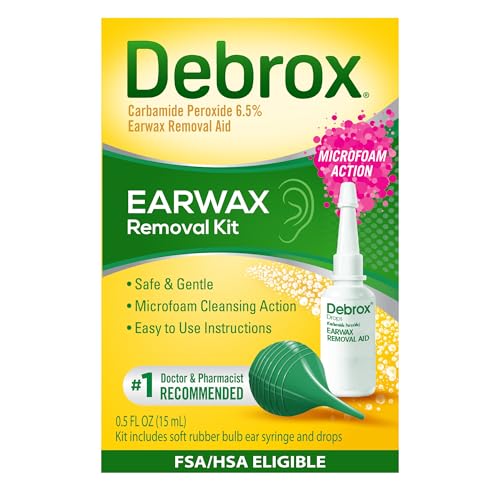 Debrox Ear Wax Removal Kit, Bulb Syringe & 0.5 Fl Oz Ear Wax Removal Drops with Carbamide Peroxide - Remove Earwax Which C...