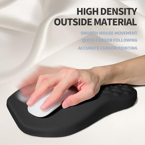 Gleamtide Ergonomic Raised Mouse Pad Wrist Support with Bilateral Slope Memory Foam Mousepad for Wrist Rest and Carpal Tun...