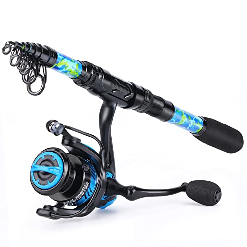 Sougayilang Fishing Rod and Reel Combos with Telescopic Fishing Pole Spinning Reels Fishing Carrier Bag for Travel Saltwat...