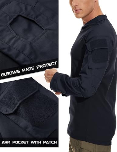 MAGCOMSEN Men's Tactical Military Shirts 1/4 Zip Long Sleeve Shirt with Pockets