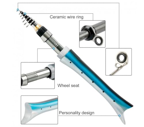 KTGCOZS 1.6m Individual Fish-Shaped Pen Rod Telescopic Carbon Fishing Rod Fish Shaped Mini Pocket Pen Sea Ice Fish