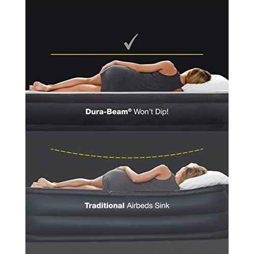 Intex 64739WB Dura-Beam Extra Raised Airbed: Queen Size ? Built-in Electric Pump ? 20in Bed Height ? 600lb Weight Capacity - Maroon