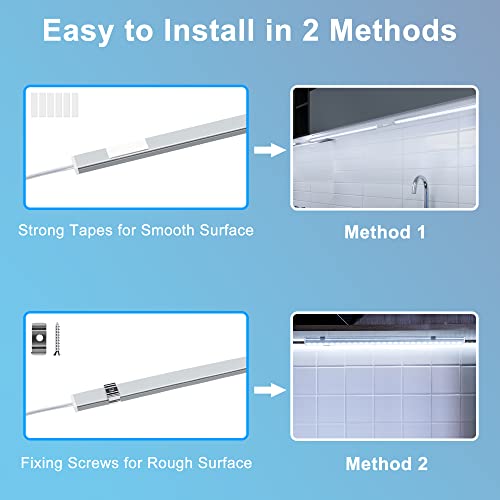 Maylit Under Cabinet Lights Plug in, 3 Pcs 12 Inch Ultra Thin Under Cabinet Lighting, Super Bright Daylight White Under Co...