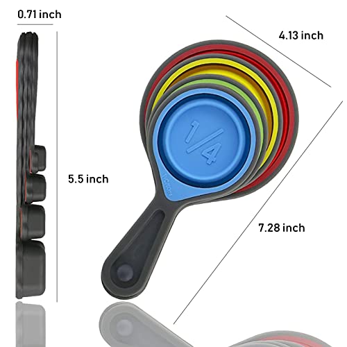 Collapsible Silicone Soft Measuring Cups and Measuring Spoons,8 pieces Portable Food Grade Silicone Measurement Cup for Li...