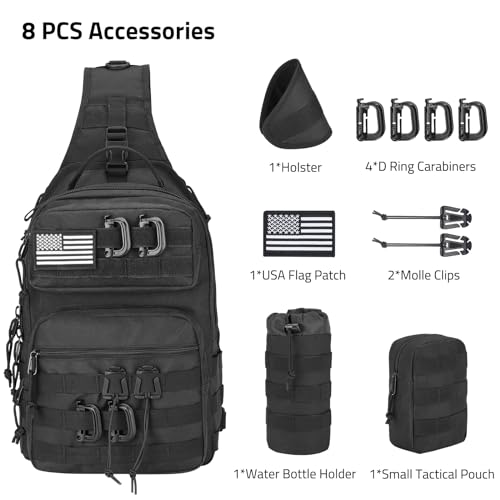 CVLIFE Tactical Sling Bag Backpack for Men Military Shoulder Sling Bag Molle Army Assault Detachable Tactical Bag with Bot...