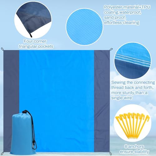 AEXHOT Beach Blanket Waterproof Sandproof Beach Mat 79" X 83" for 2-7 Adults Lightweight Quick Drying Outdoor Picnic Mat B...