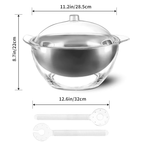 MOLIGOU Iced Salad Bowl, Salad Serving Bowl with Ice Holder and Lid, Chilled Serving Bowl for Parties